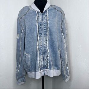 Heyson Denim Jean Bomber Jacket Size: L